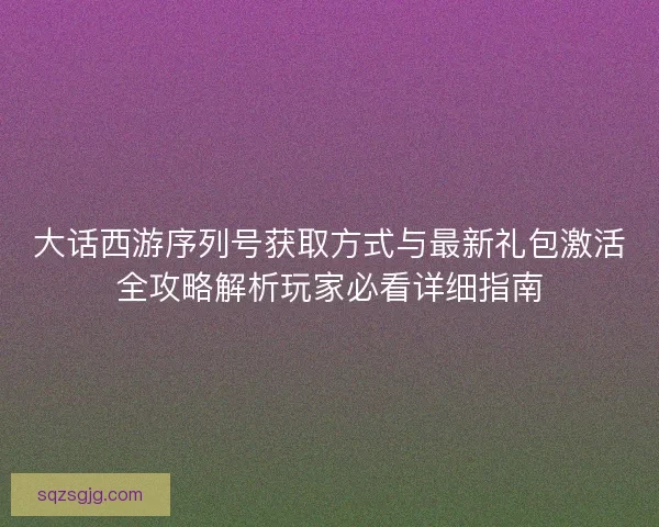 大话西游序列号获取方式与最新礼包激活全攻略解析玩家必看详细指南
